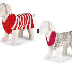 Pet Sweater Bundle Striped and Winter Fairisle Snowflakes Size Large